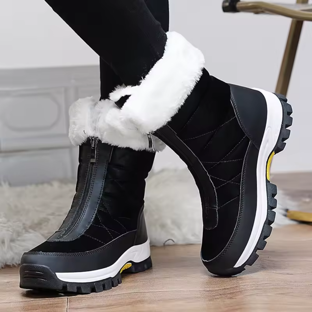 Women’s Cozy Winter Snow Boots – Plush Warmth, Non-Slip Grip & Easy Zipper Design