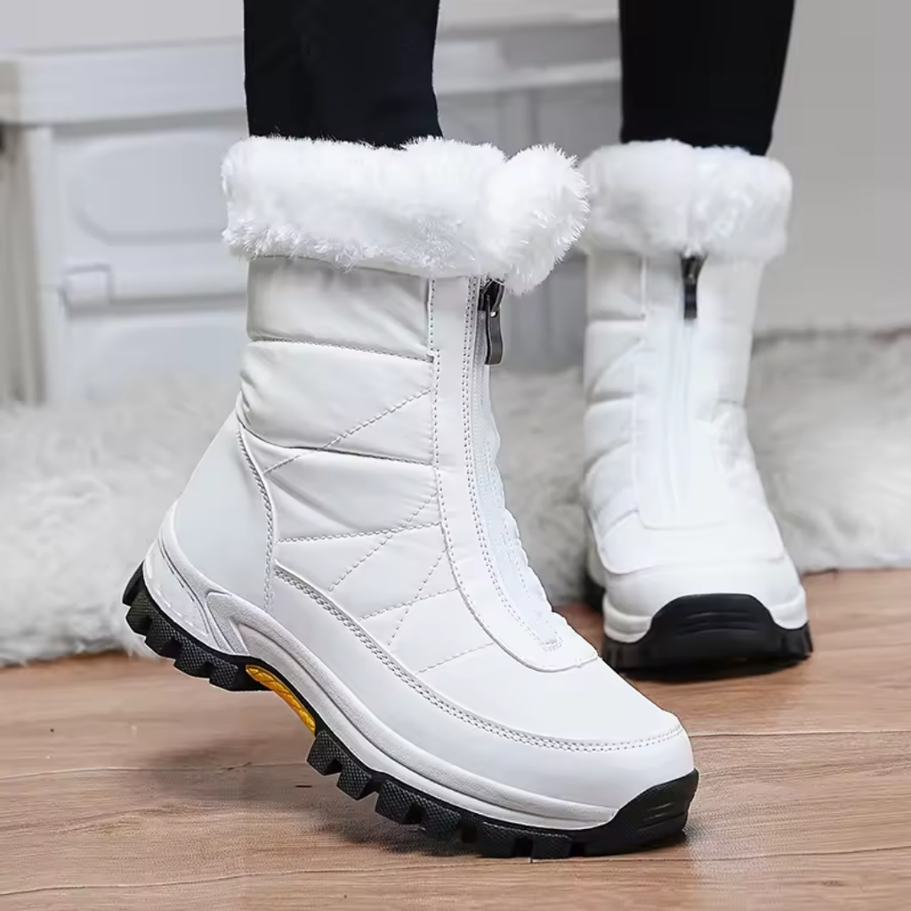 Women’s Cozy Winter Snow Boots – Plush Warmth, Non-Slip Grip & Easy Zipper Design