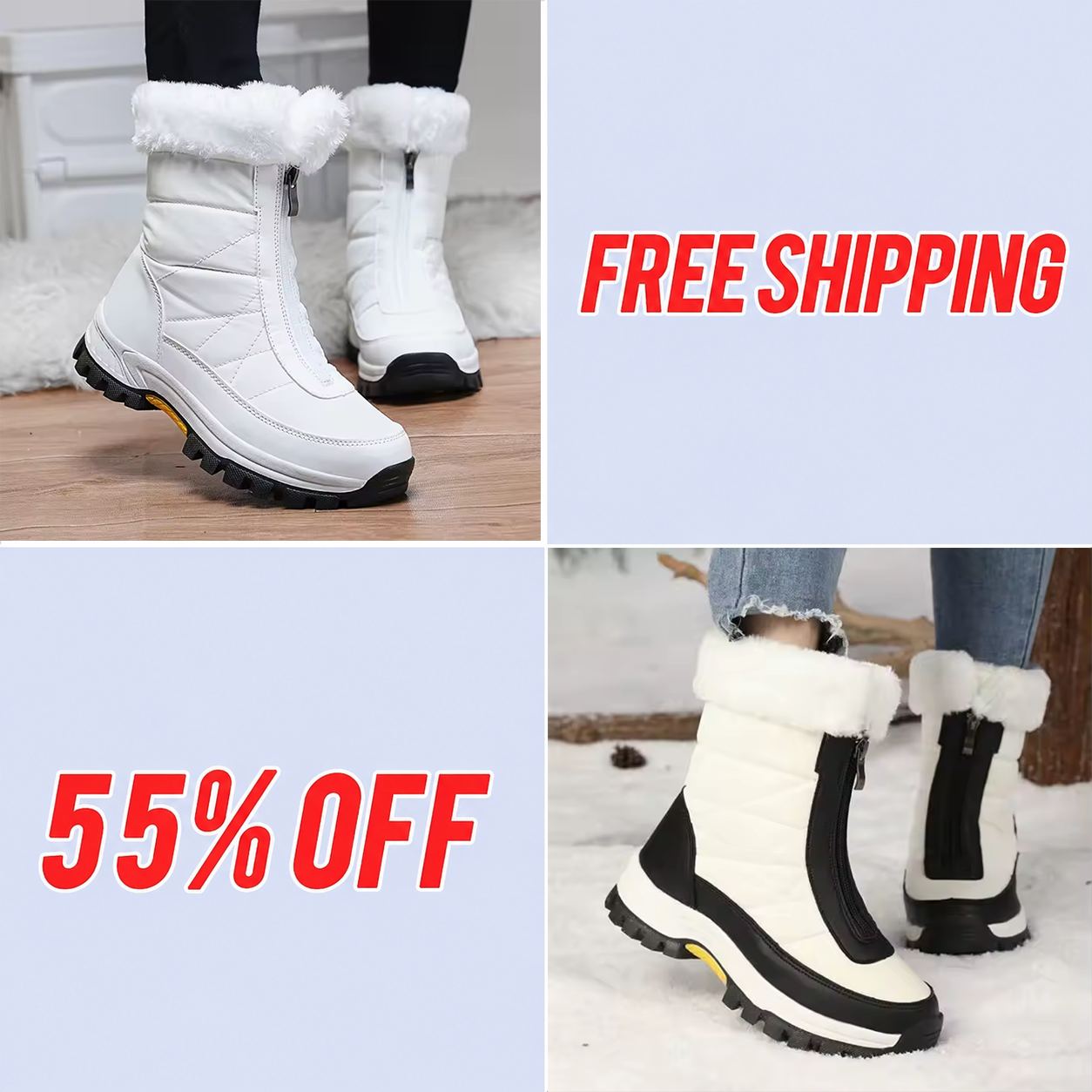 Women’s Cozy Winter Snow Boots – Plush Warmth, Non-Slip Grip & Easy Zipper Design